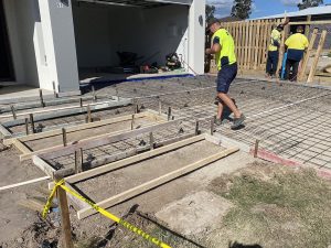 Concrete slab construction-initial stage